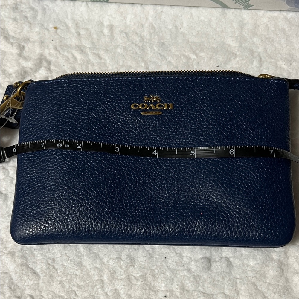 NWT Coach Deep Blue Leather Wristlet - Picture 7 of 9